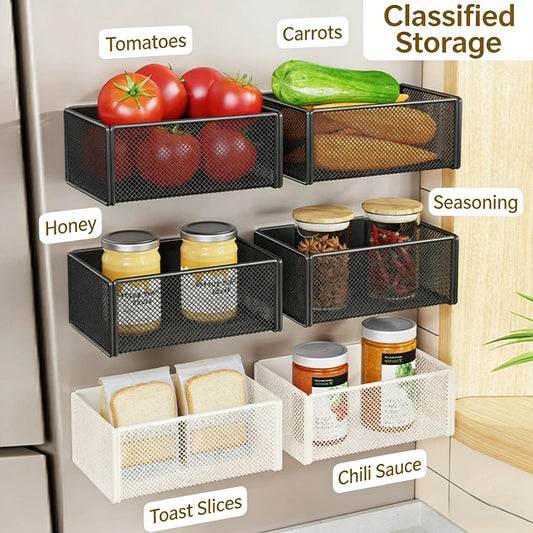 Refrigerator Magnetic Storage Rack Carbon Steel Multifunctional Basket