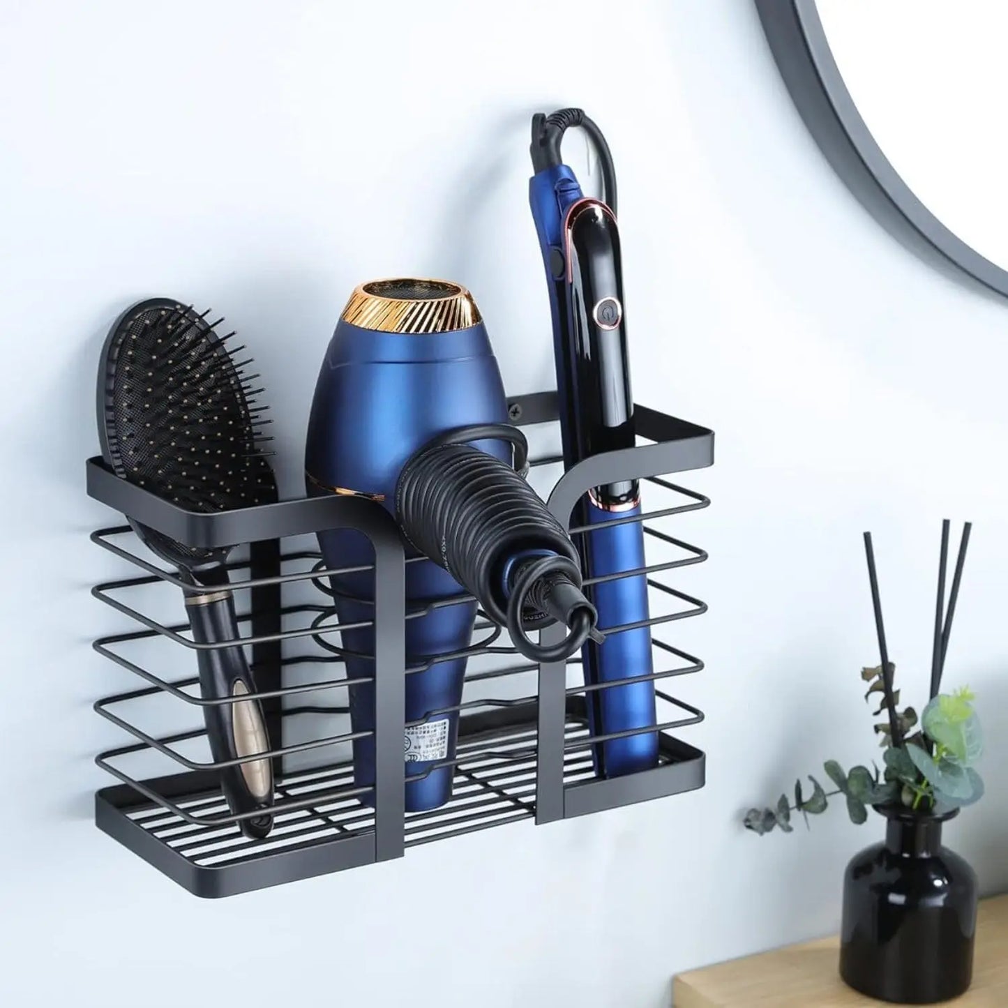 Metal Wire Hair Dryer Holder Wall Mount For Flat Iron And Tools