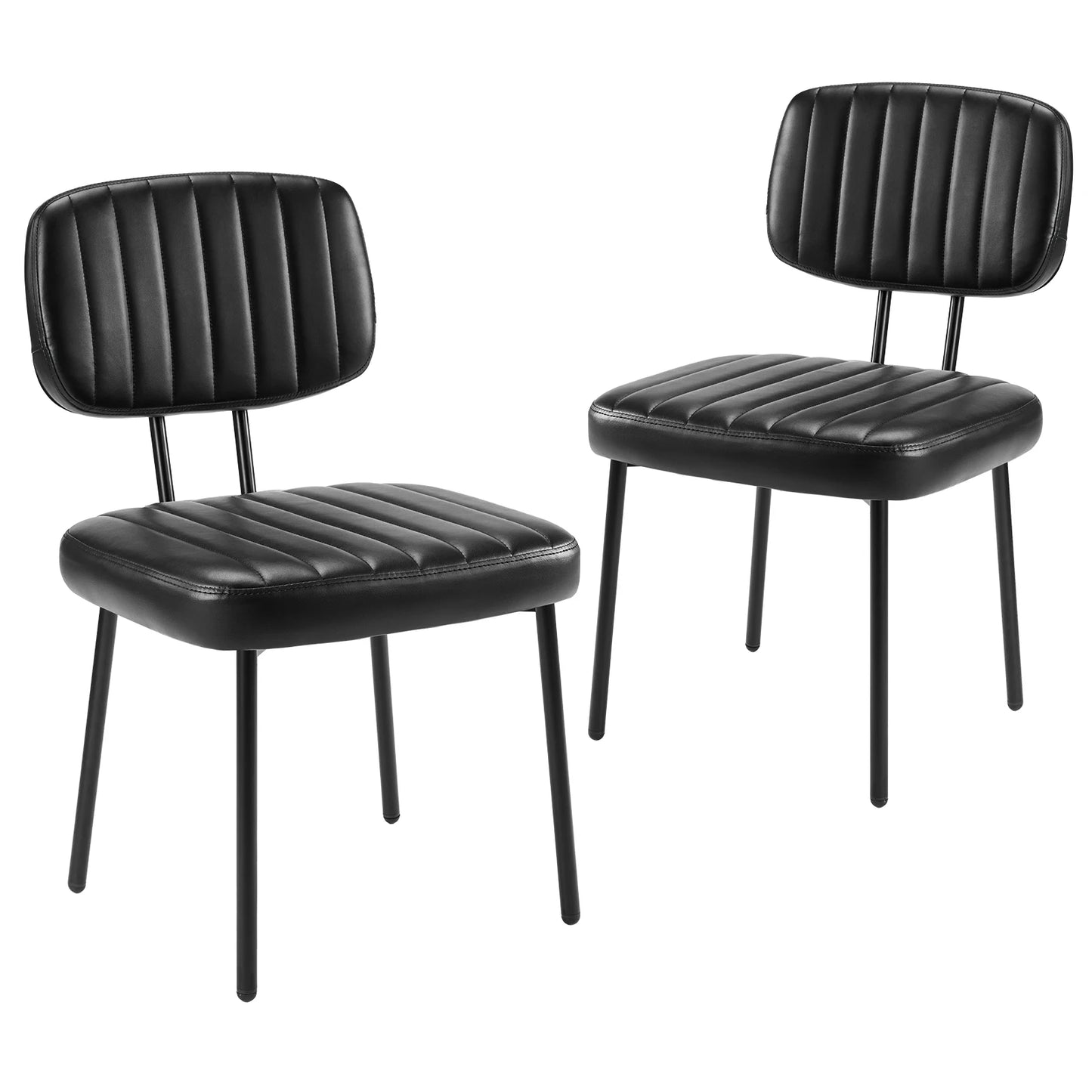 JHK Faux Leather Modern Dining Chairs Set of 2 Ergonomic Lumbar Support Foam Sponge Cushion Seat and Metal Legs for Kitchen