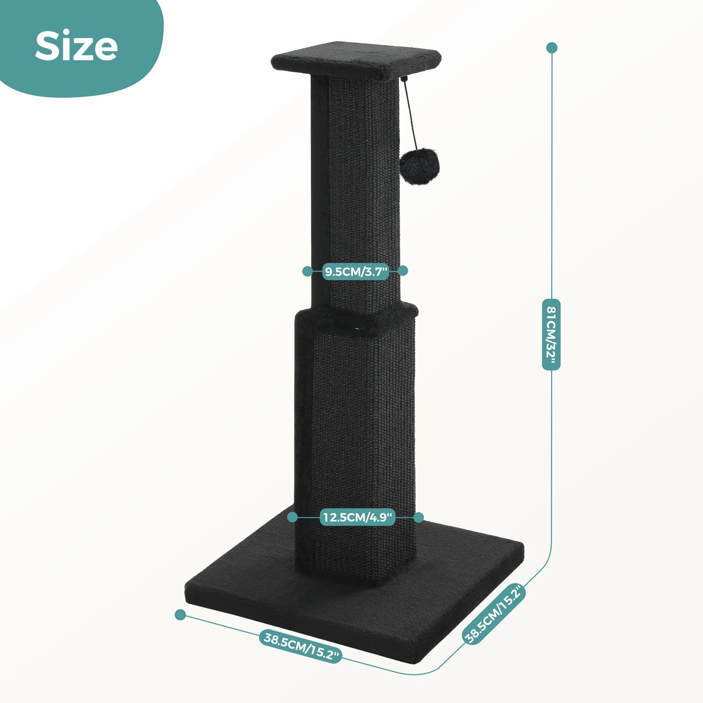 PAWZ Road Large Indoor Cat Scratching Post With Dangling Ball