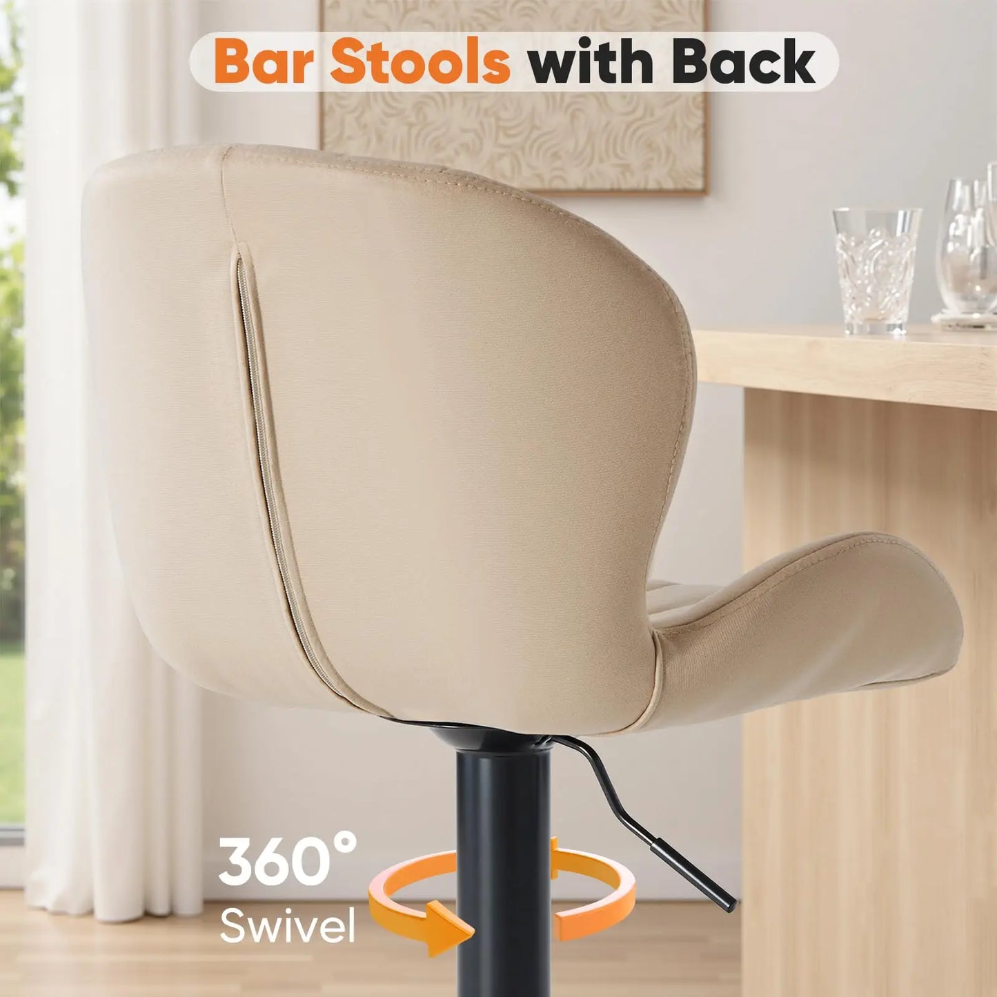 JHK Set Of 2 Modern Swivel Fabric Dining Chairs