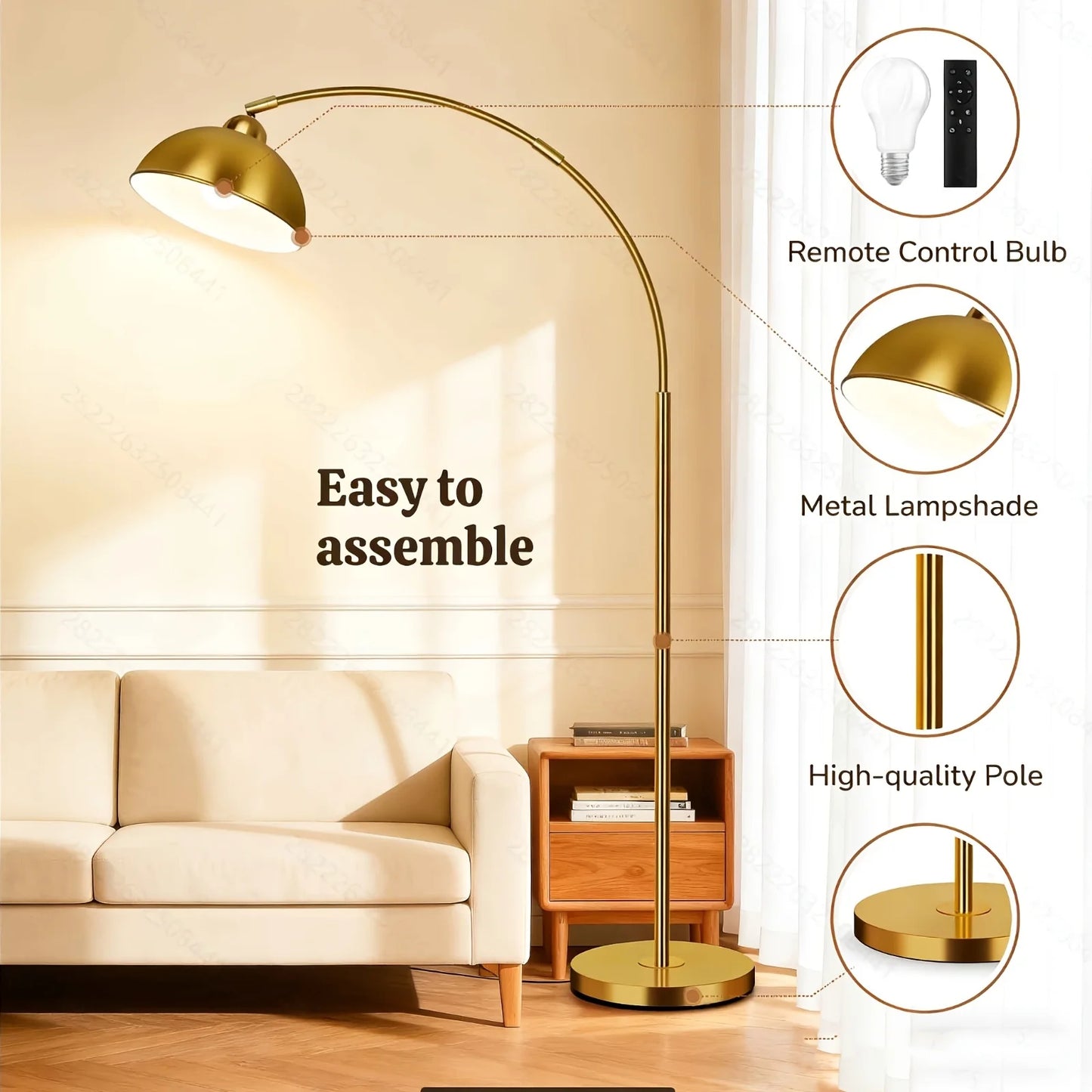 Firstchoicelighting Modern Arched Dimmable Floor Lamp With Remote