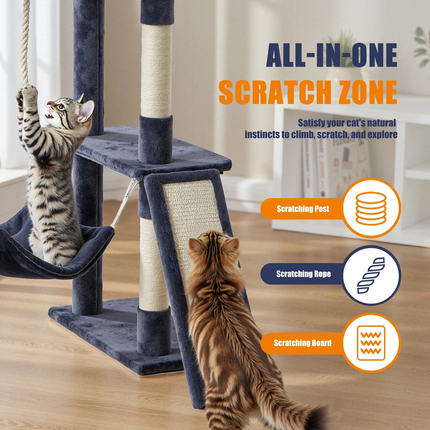 MCQ Cat Tree Tower Multi-Level Sisal Scratching Posts With Condo