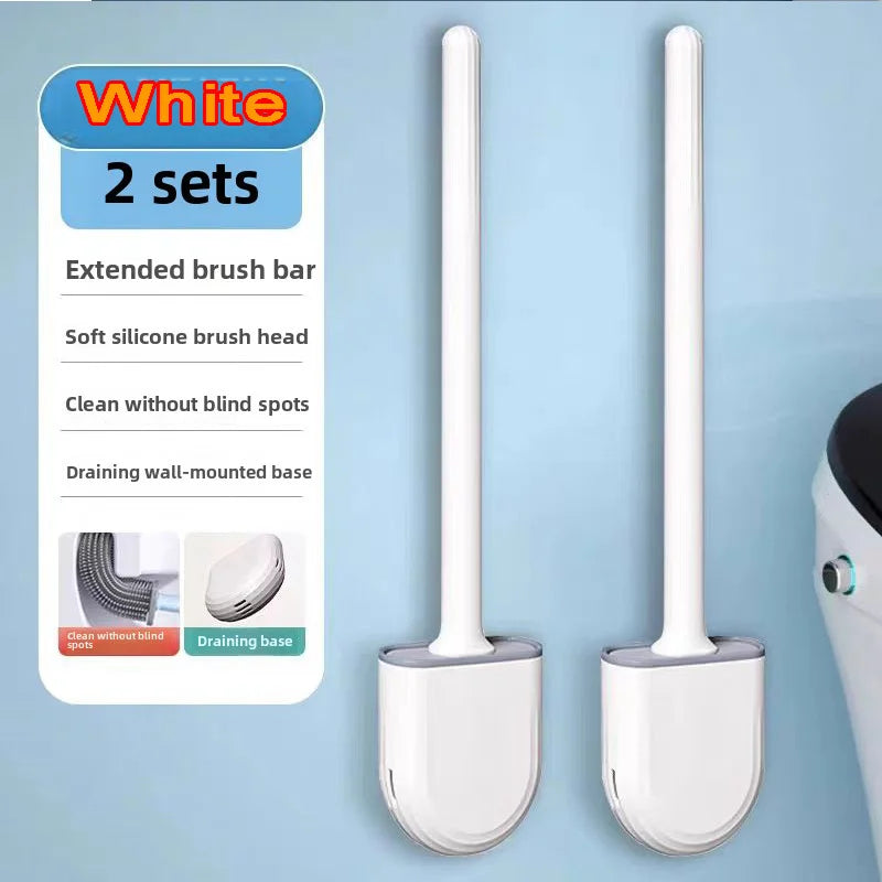 Hanging Silicone Toilet Brush With Long Handle And Quick Dry