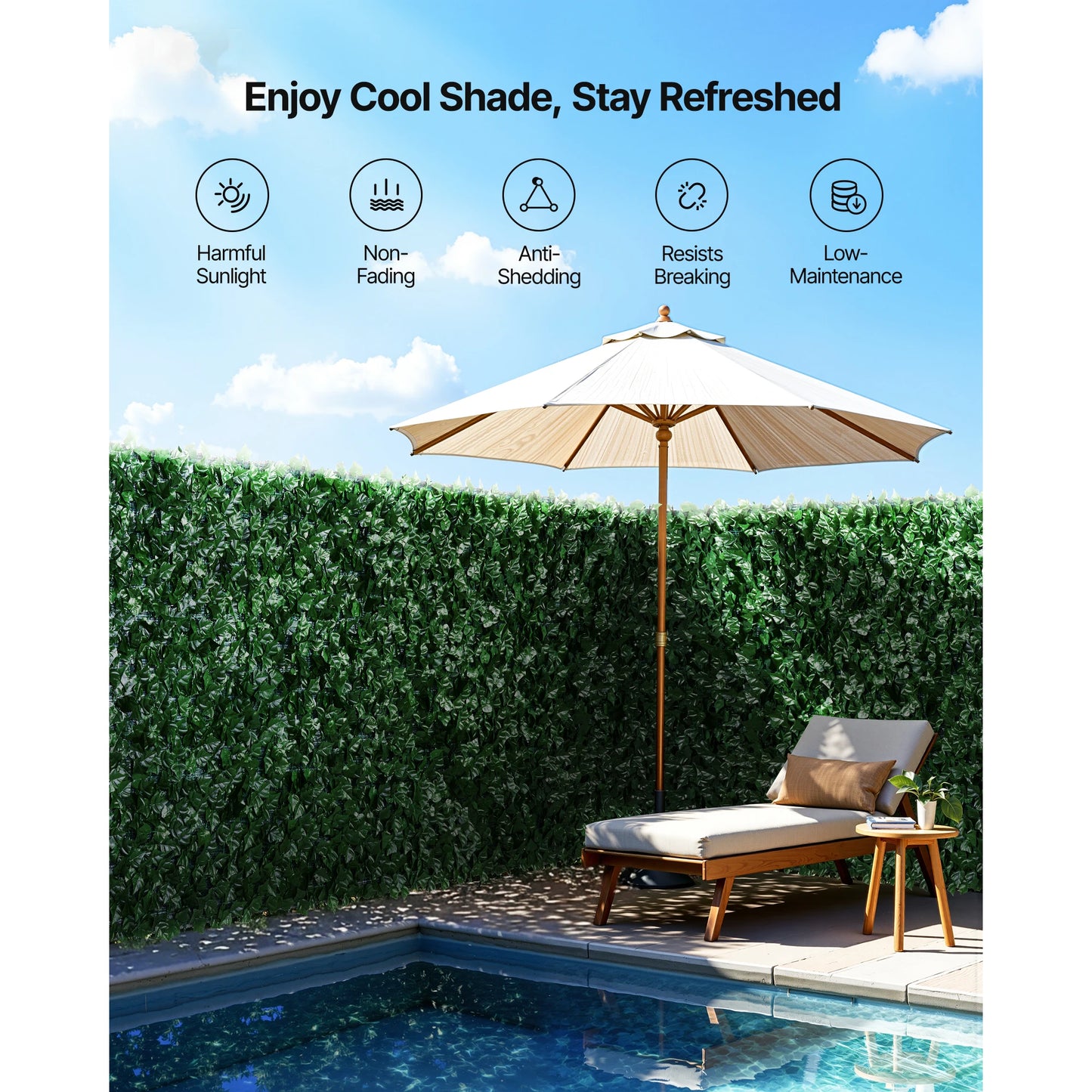 VEVOR Privacy Fence Artificial Green Wall Screen Ivy Hedge Decoration