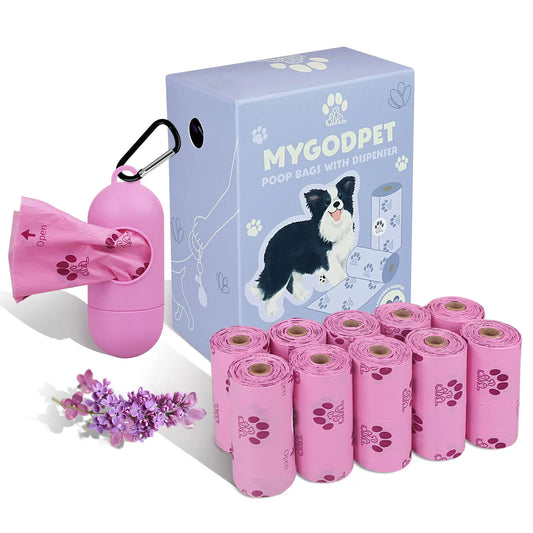 Biodegradable Dog Poop Bags With Dispenser Lavender Scented 150 Count