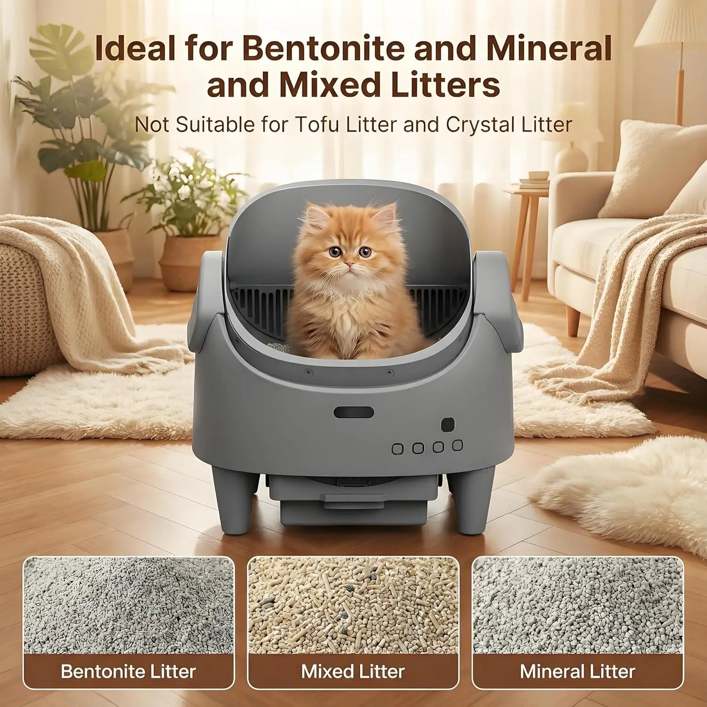 HiMISS Smart Open Automatic Cat Litter Box Self Cleaning WiFi