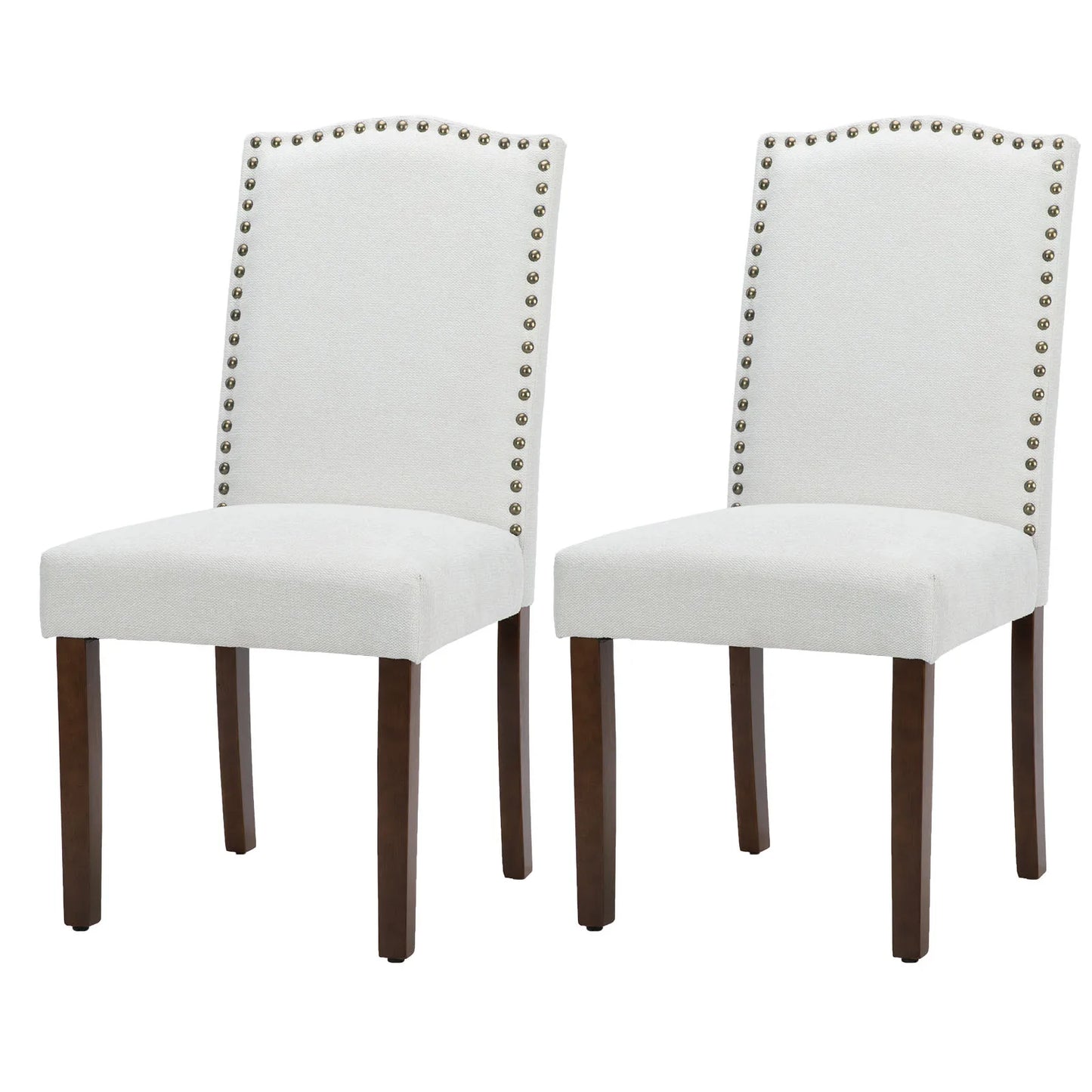 MCQ Farmhouse Fabric Dining Chairs Set With Wooden Legs