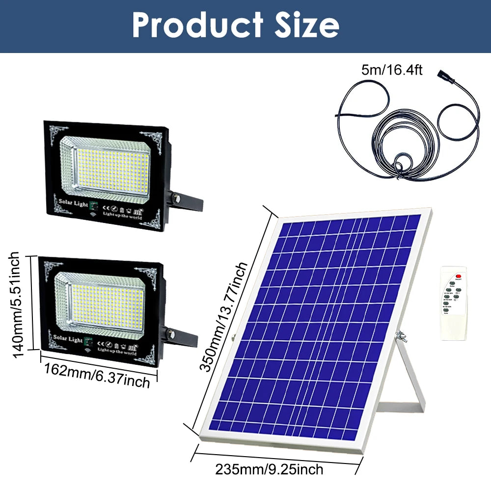 500W LED Solar Two Head Flood Light for Outdoor Garden