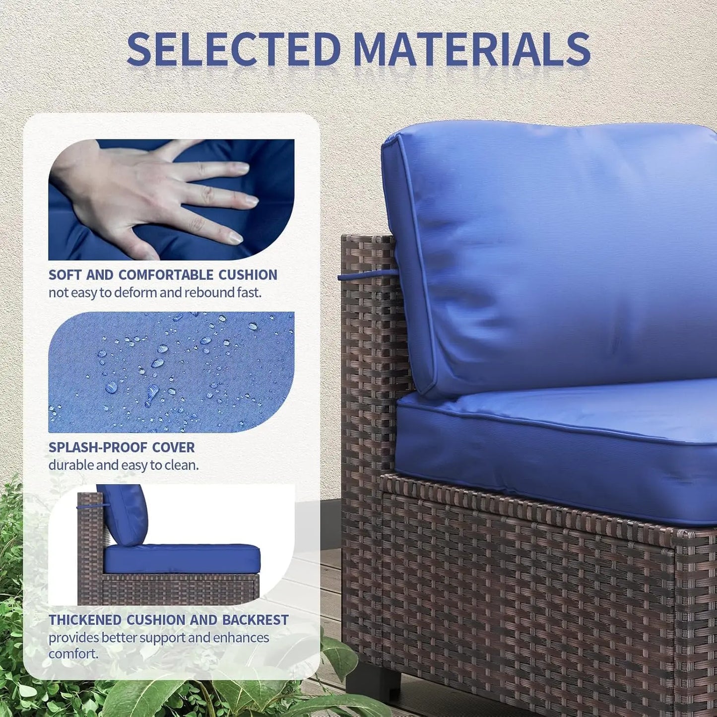 HobbyLane 7-Piece Modular Outdoor Furniture Set PE Rattan Wicker