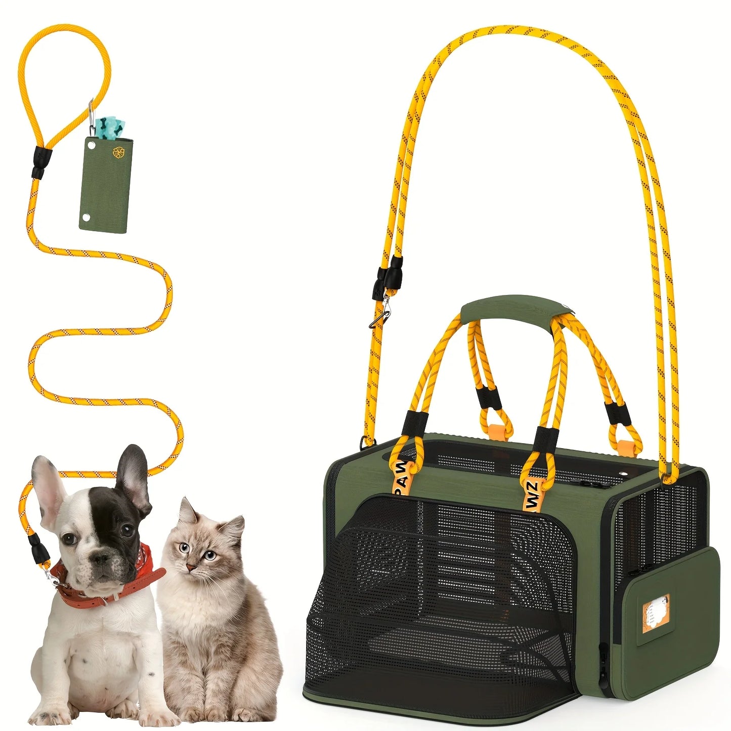 PAWZIDEA Expandable Cat Carrier With ID Card TSA Approved Under Seat