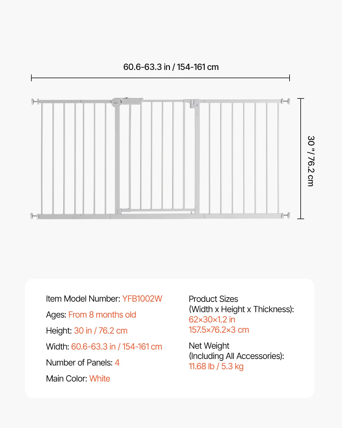 SucceBuy Baby Gate Pressure Mount Walk Through Child Fence