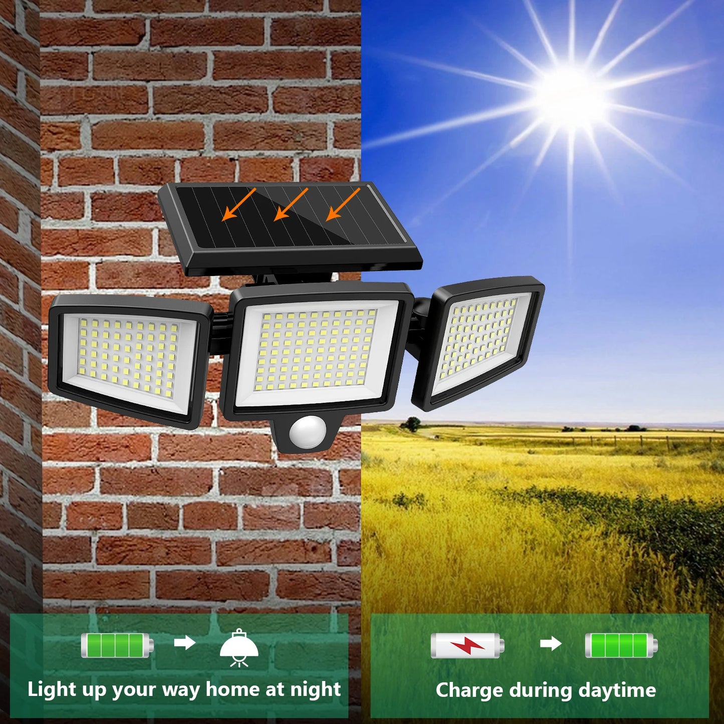 SZRSTH 3 Pack Outdoor Solar Lights Motion Sensor LED Security
