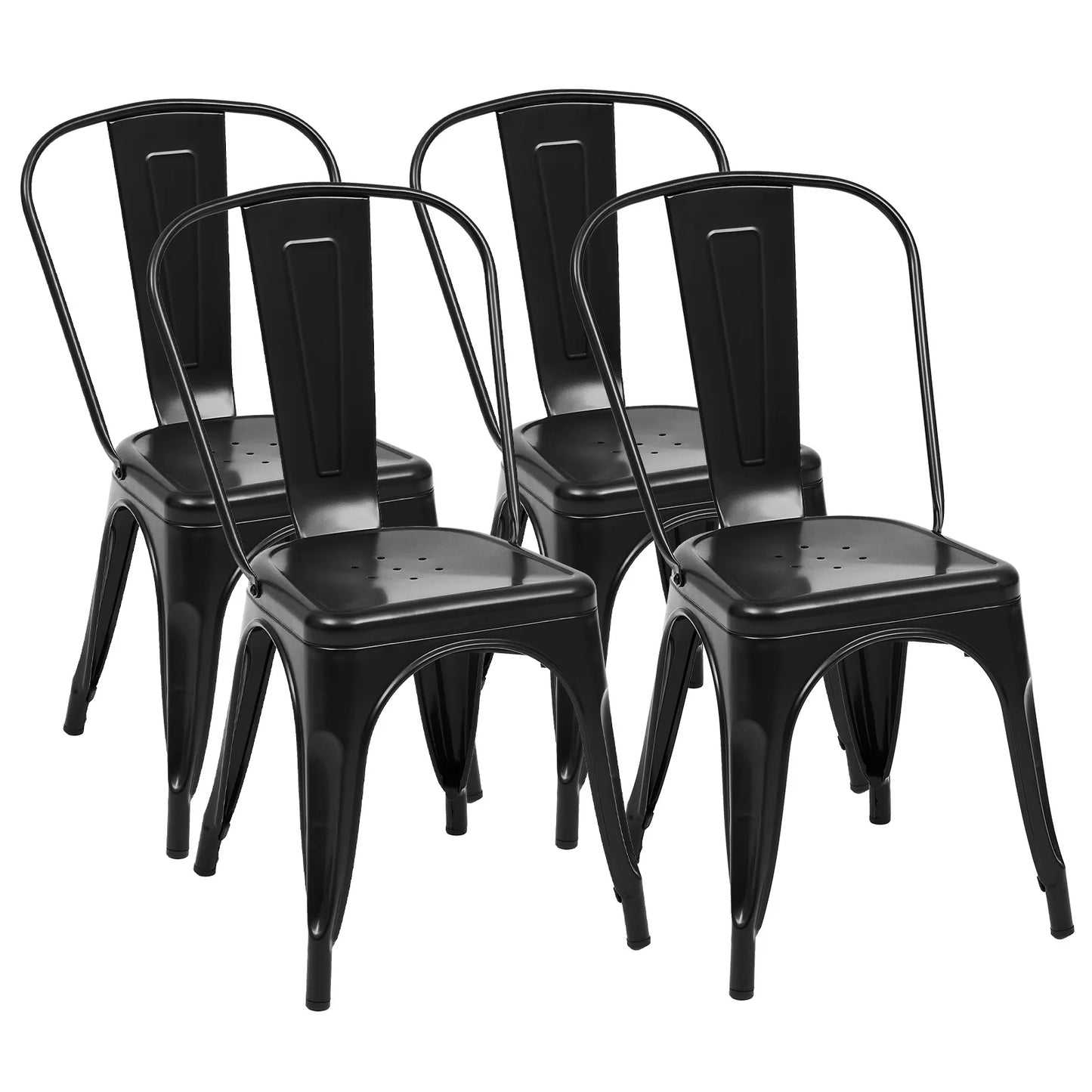 JHK Metal Dining Chairs Set of 4 Patio Outdoor 300LBS Weight Capacity 18 Inch Stackable Restaurant Classic Trattoria Metal Chairs Modern Bar Chairs for Dining Room