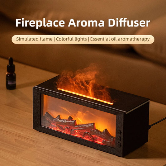7 Color Fireplace Flame Diffuser With Timer Humidifier And Aroma
