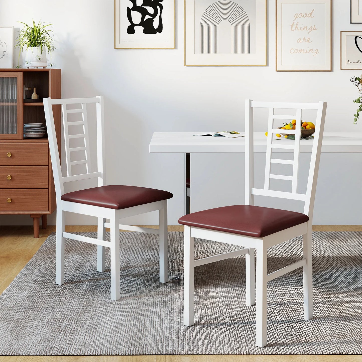 HOMASIS Wooden Dining Chairs With Rubber Wood Frame