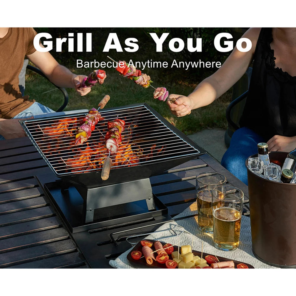 Square BBQ Grill Fire Pit Outdoor Heater Garden Patio Brazier