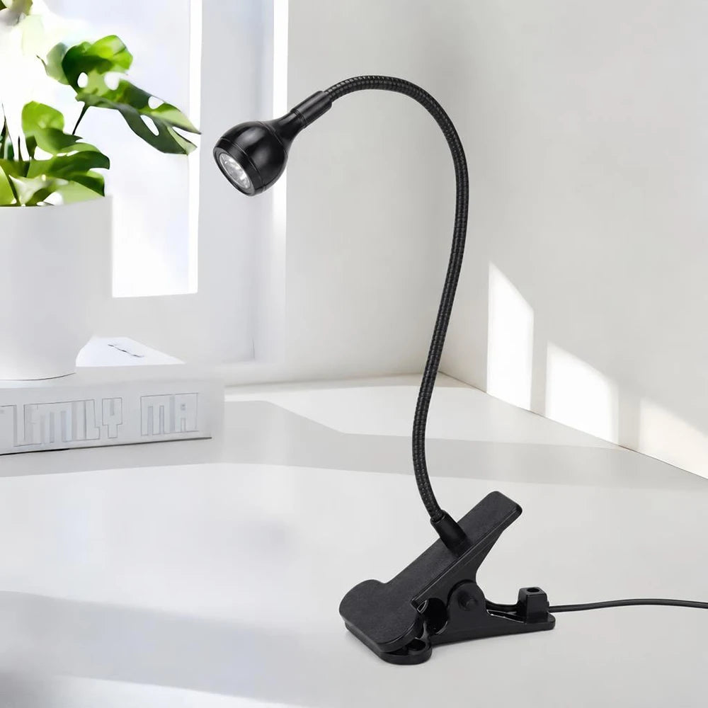 USB Clip On Reading Lamp With Flexible Gooseneck Desk Light