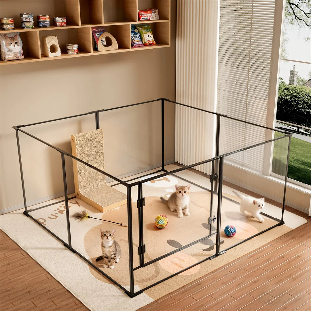 BINGOPAW 8 Panels Acrylic Dog Playpen Indoor Pet Exercise Fence