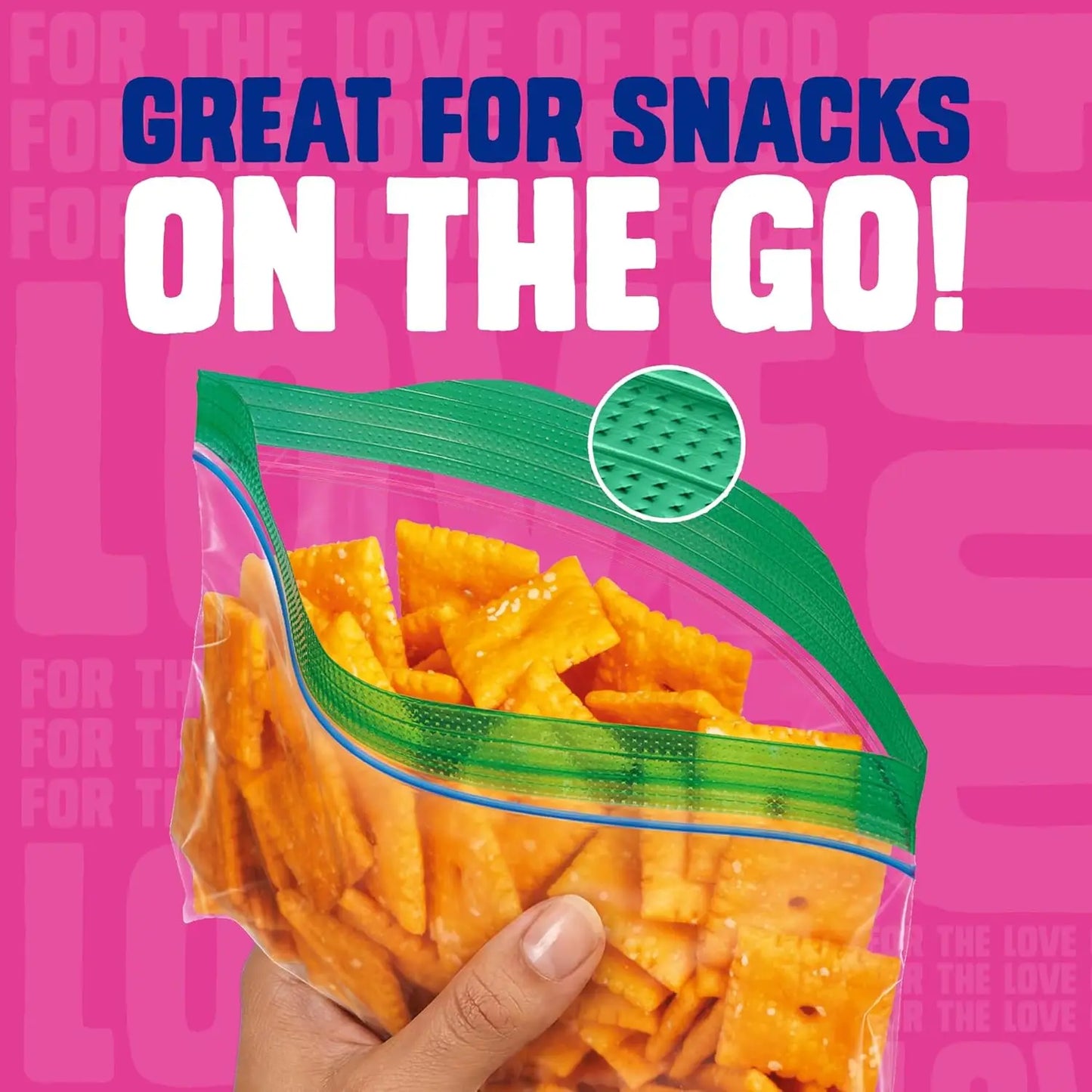 Snack Bags With EasyGuide Texture Grip N Seal, 280 Count