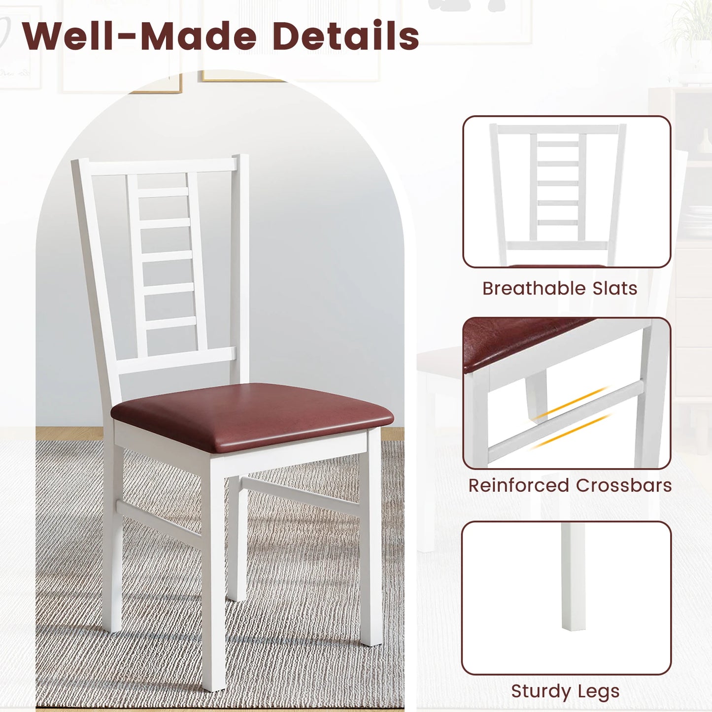 HOMASIS Wooden Dining Chairs With Rubber Wood Frame