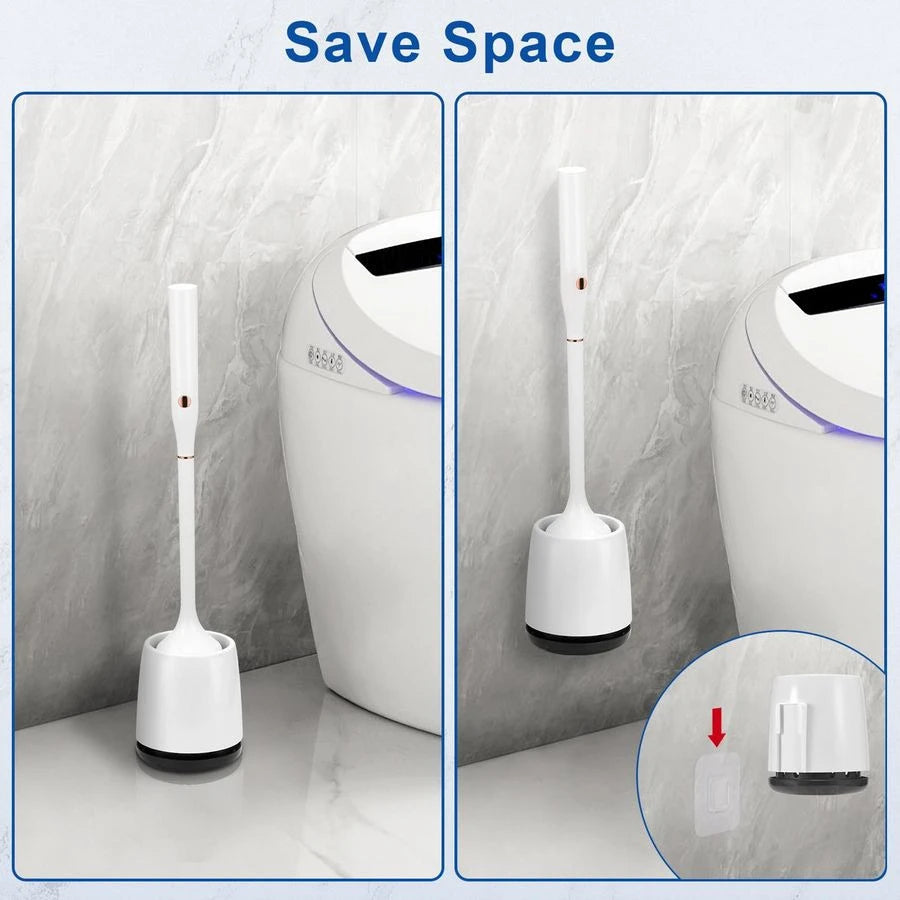 Silicone Toilet Brush With Ventilated Holder And Stand