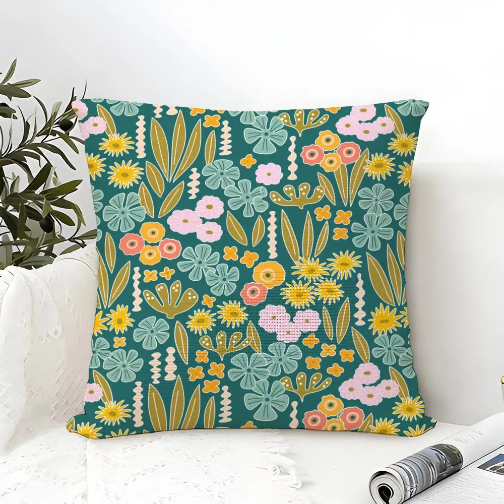 Elizabeth Olwen Modern Flowers Pillow Case Linen Cushion Cover