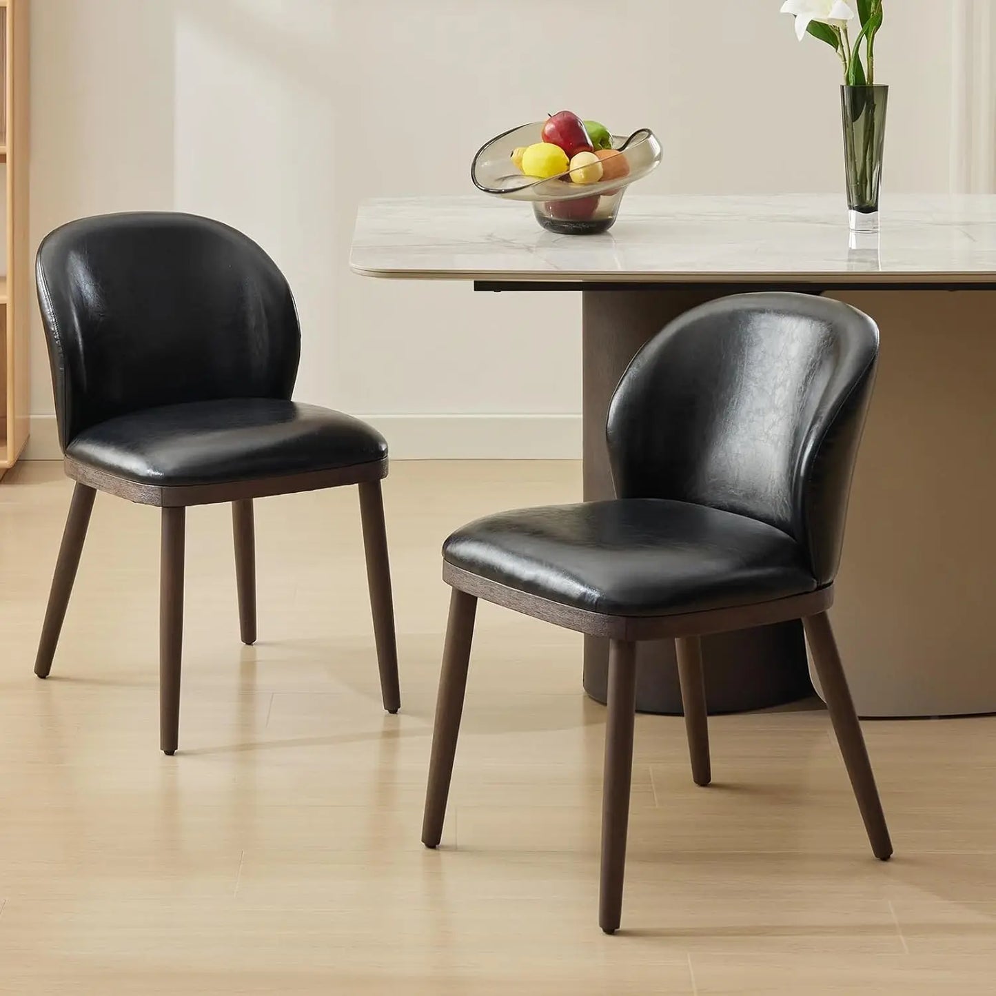 HiMISS Modern Set Of 2 Upholstered Dining Chairs With Ergonomic Back