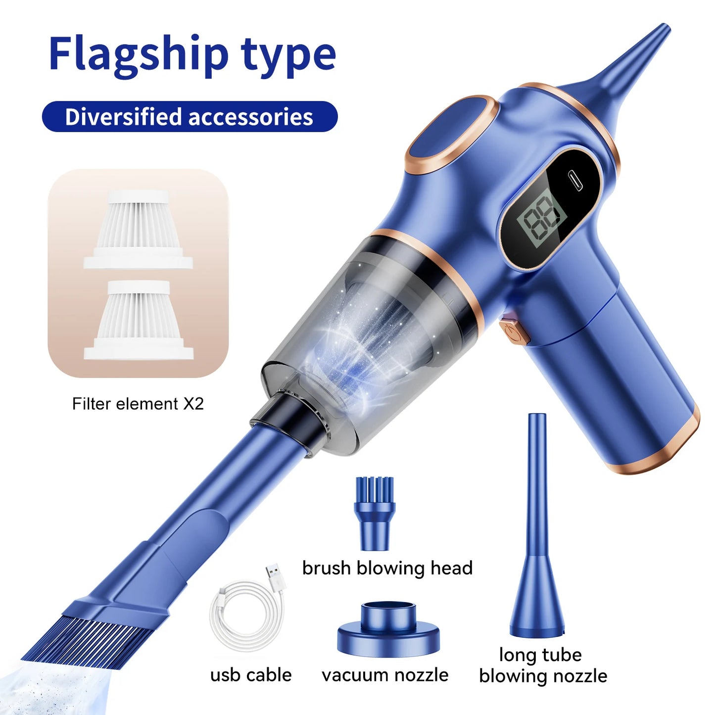 Wireless Car Vacuum Cleaner Portable HEPA Dust Collector