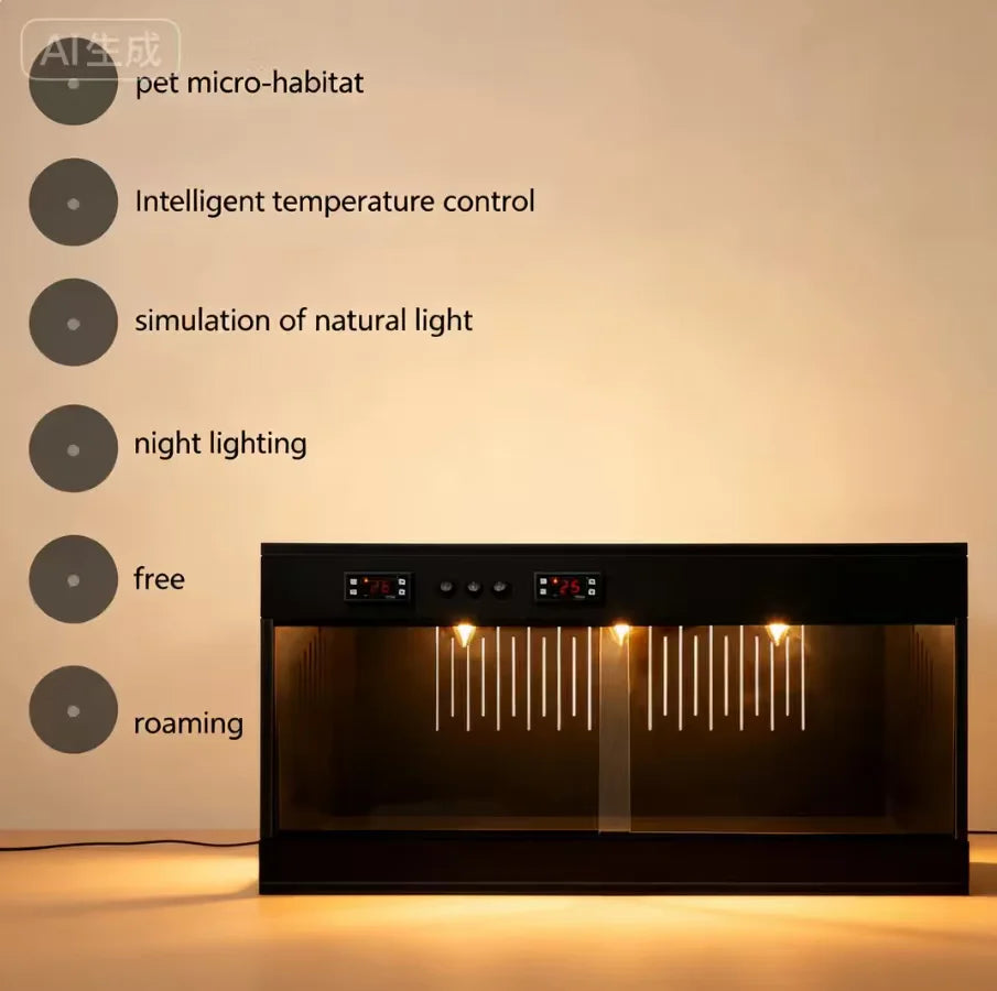 Bymaocar Reptile Habitat With Glass Sliding Door And Intelligent Thermostat