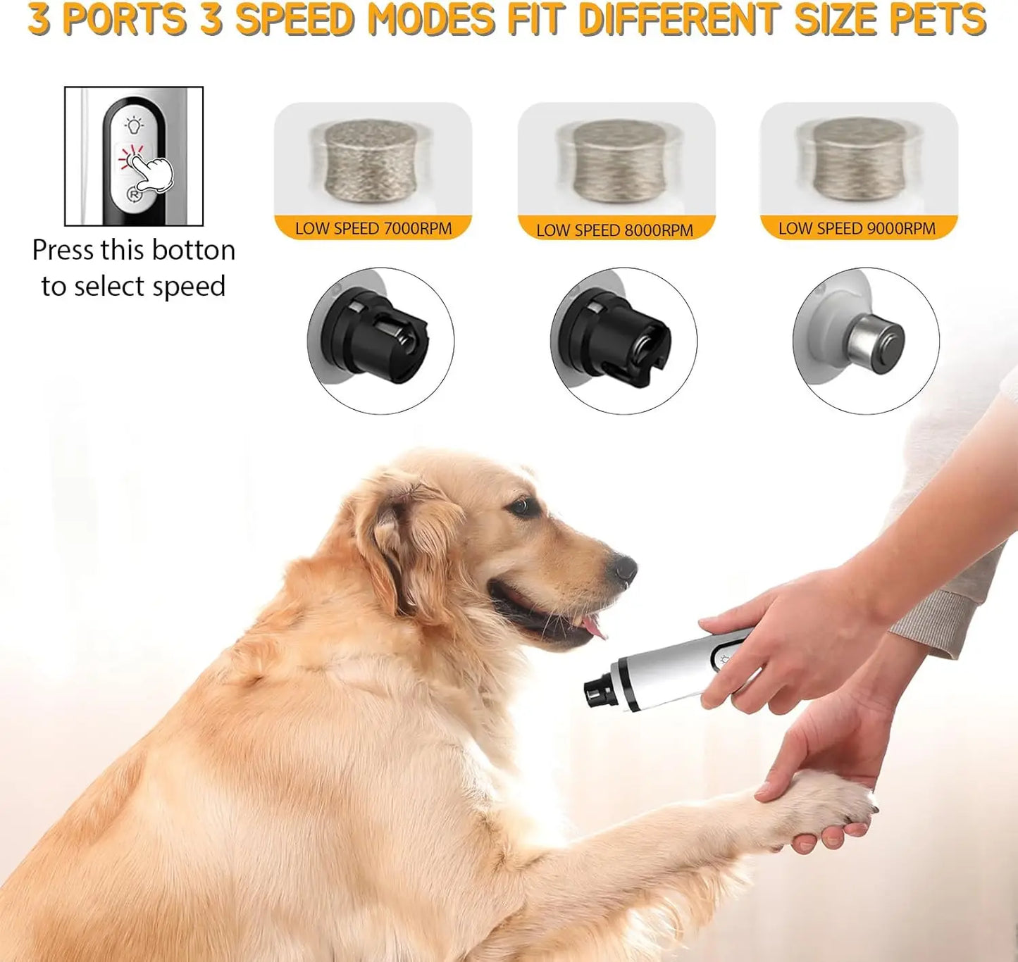 Silent Groom Pro Pet Nail Grinder USB Rechargeable For Dogs