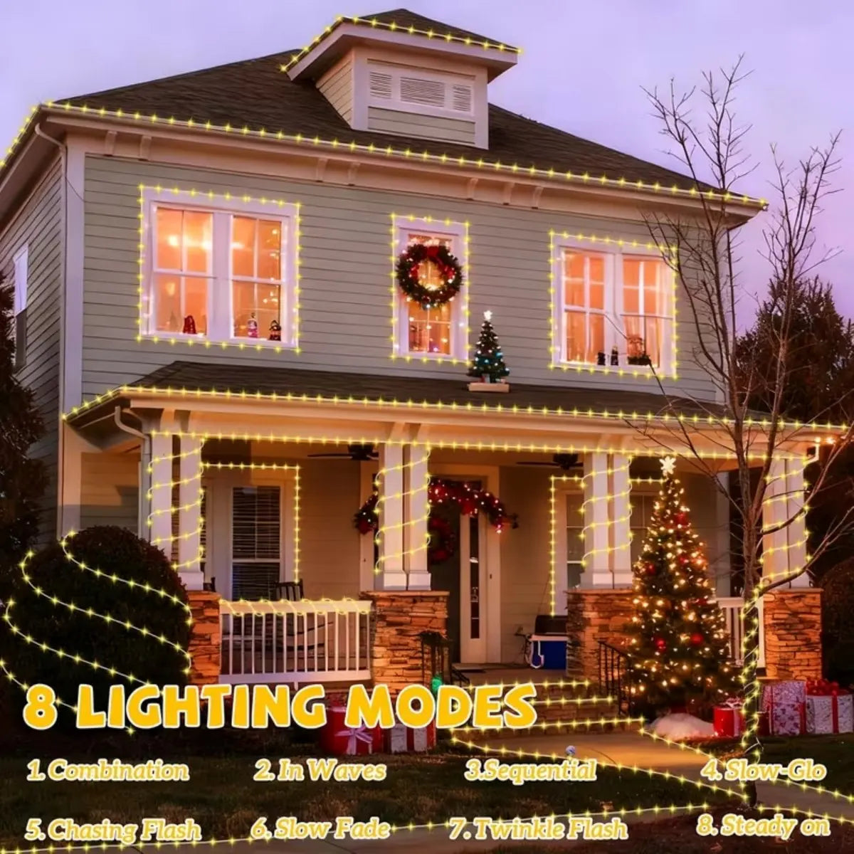 Peach Forest Solar LED Tube Light 100LED Rope String Light