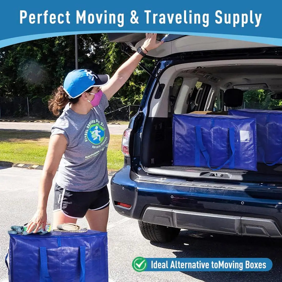6 Pack Heavy Duty Moving Bags With Zippers And Handles