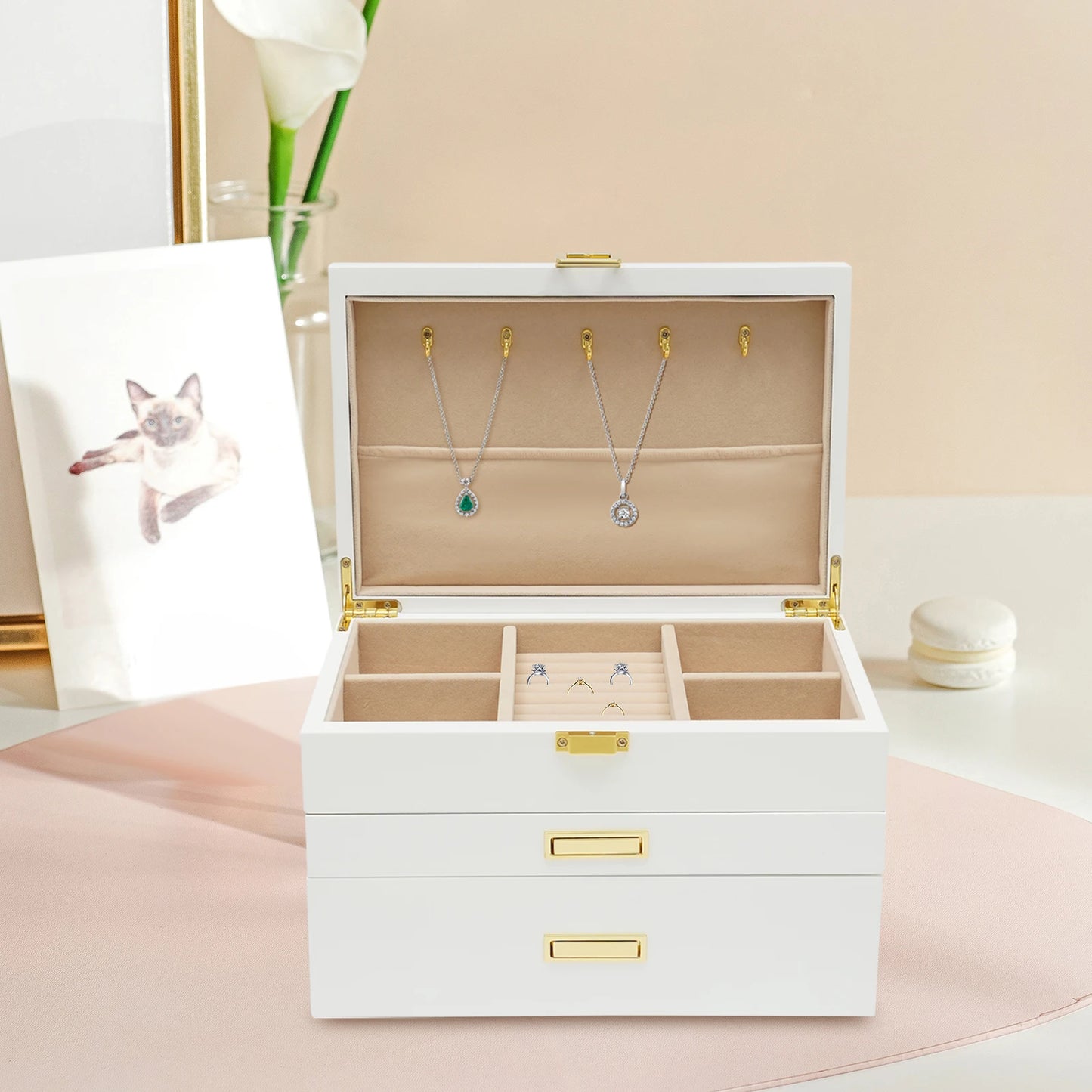 Elegant Wooden Jewelry And Watch Display Case Organizer