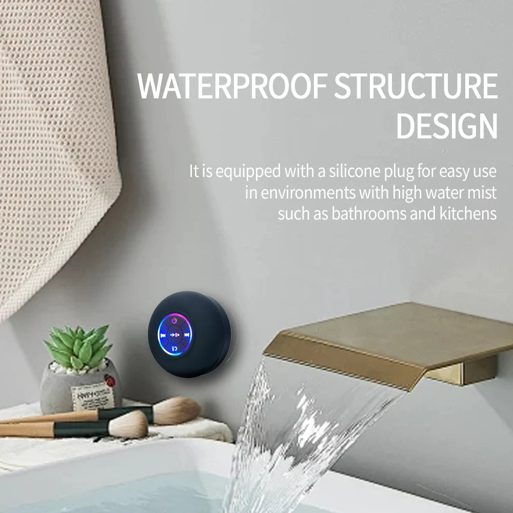 Fomscvka Portable Bluetooth Speaker With LED Light IPX4 Waterproof