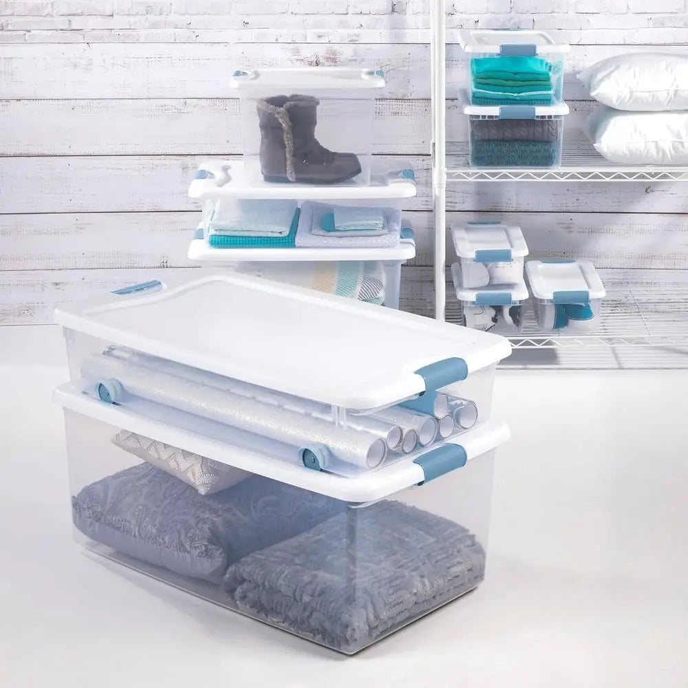 12-Piece Clear Plastic Under Bed Storage Boxes With Lids