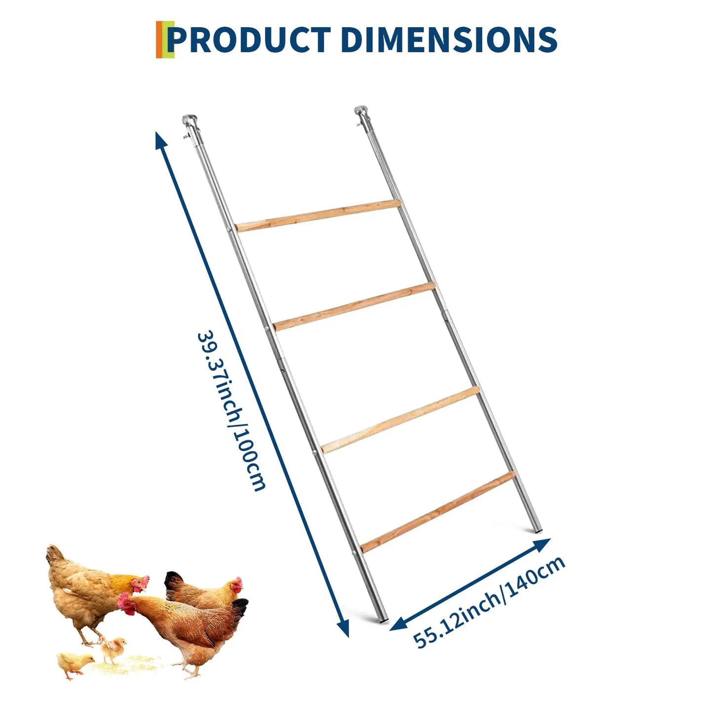 HiMISS Multi-Tier Chicken Roost Perch With Wooden Rungs Galvanized Steel