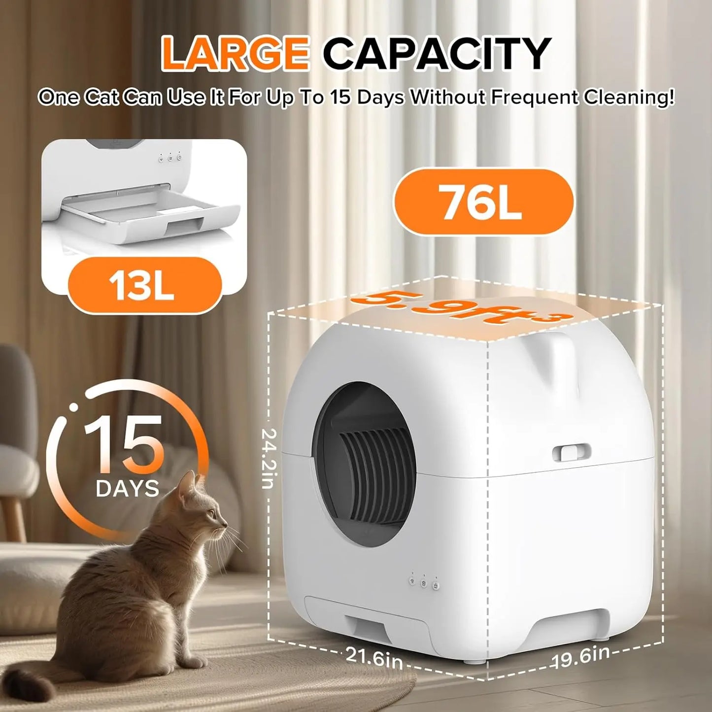 Self Cleaning Automatic Litter Box For Cats With App