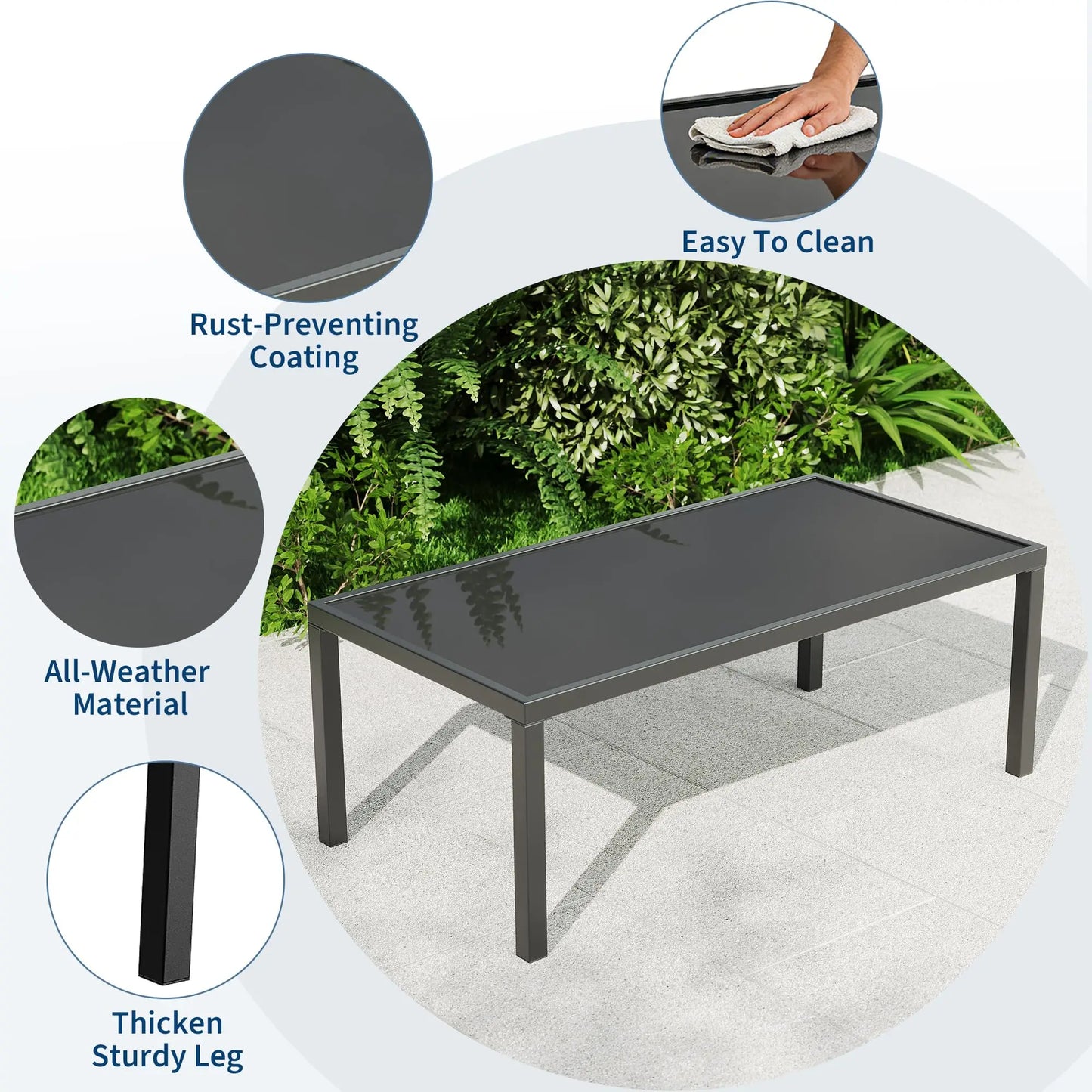 HobbyLane Modern 4 Piece Metal Patio Set With Mesh Table