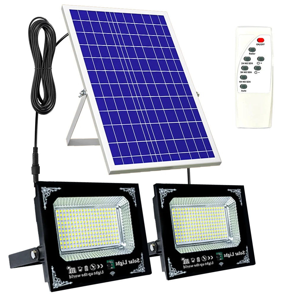 500W LED Solar Two Head Flood Light for Outdoor Garden