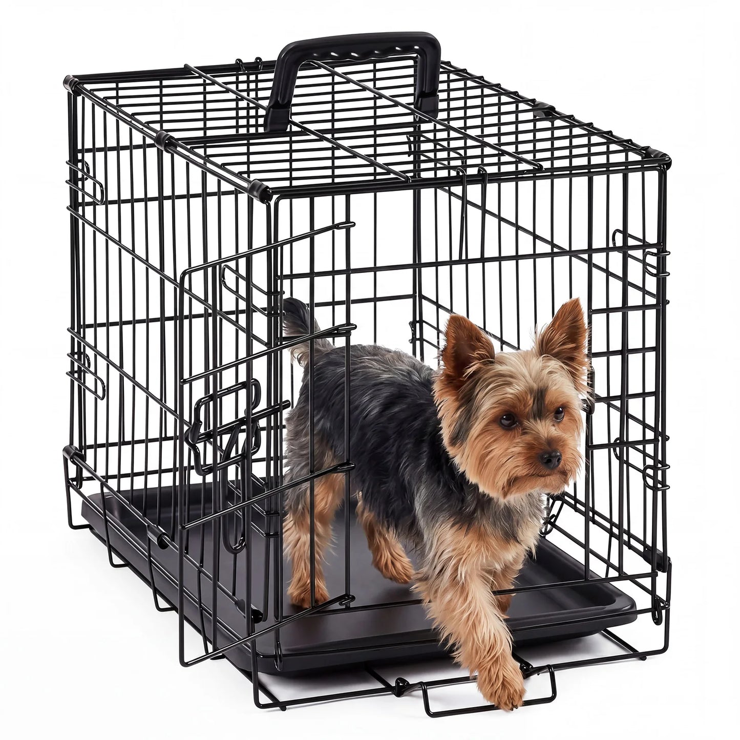 JHK Metal Dog Crate With Secure Lock Single Door Kennel