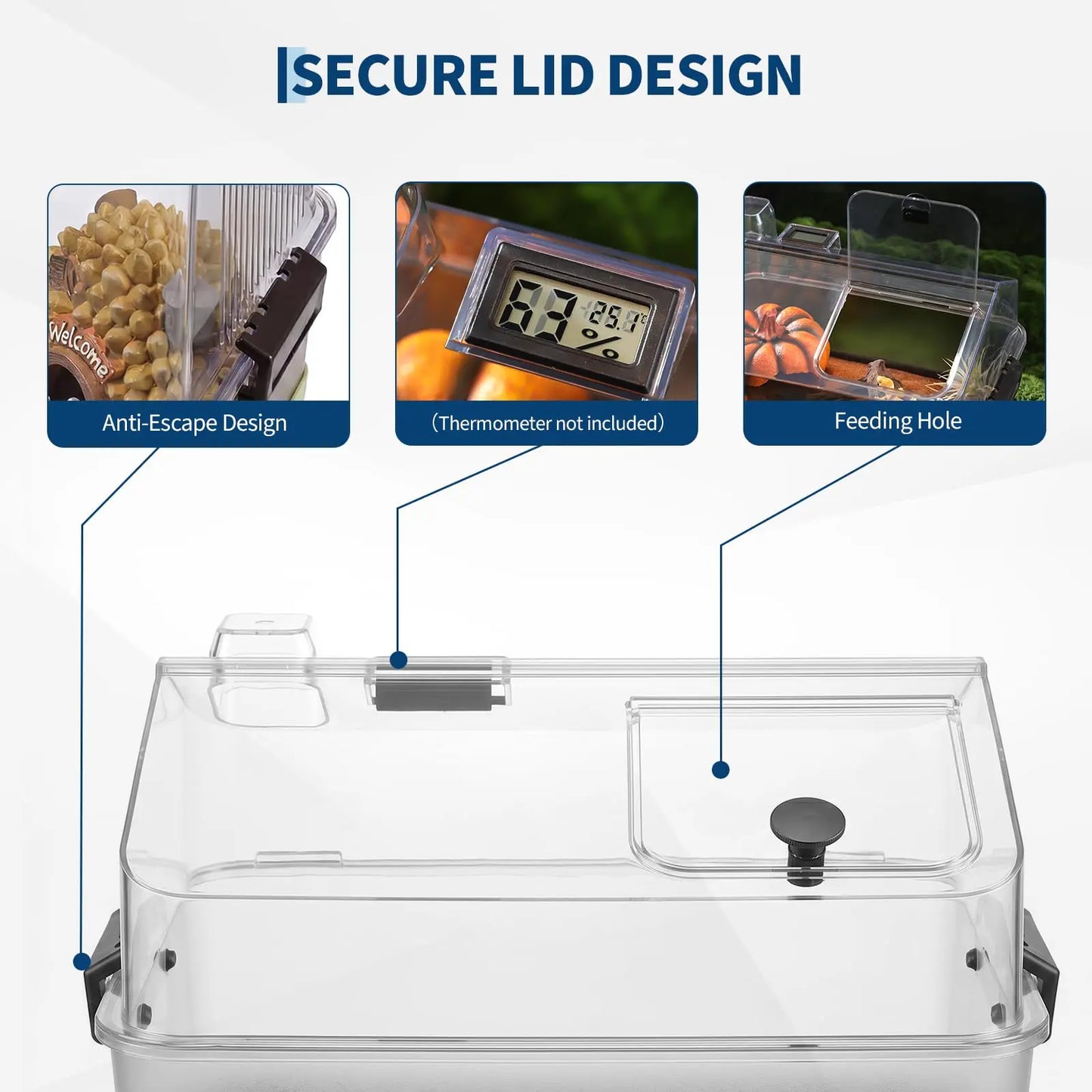 HiMISS Reptile Terrarium Kit With Lid Acrylic Tank