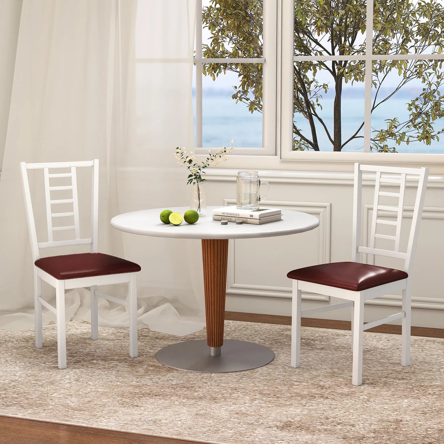 HOMASIS Wooden Dining Chairs With Rubber Wood Frame