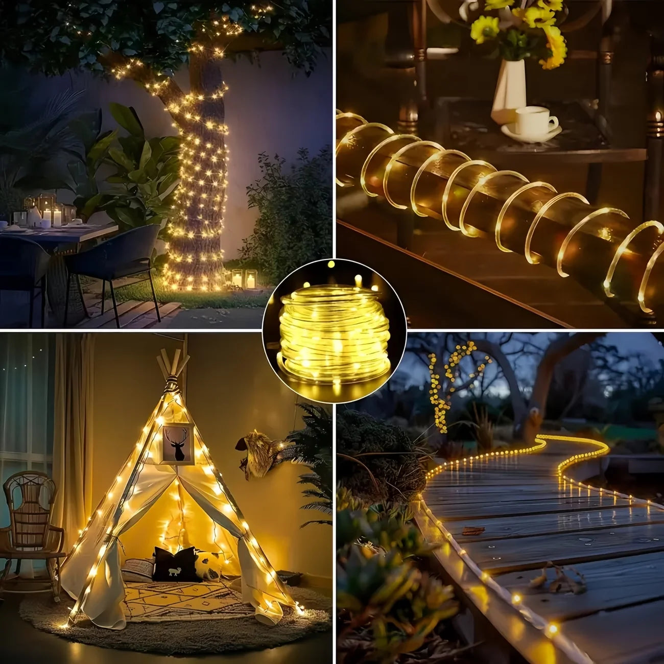 Peach Forest Solar LED Tube Light 100LED Rope String Light