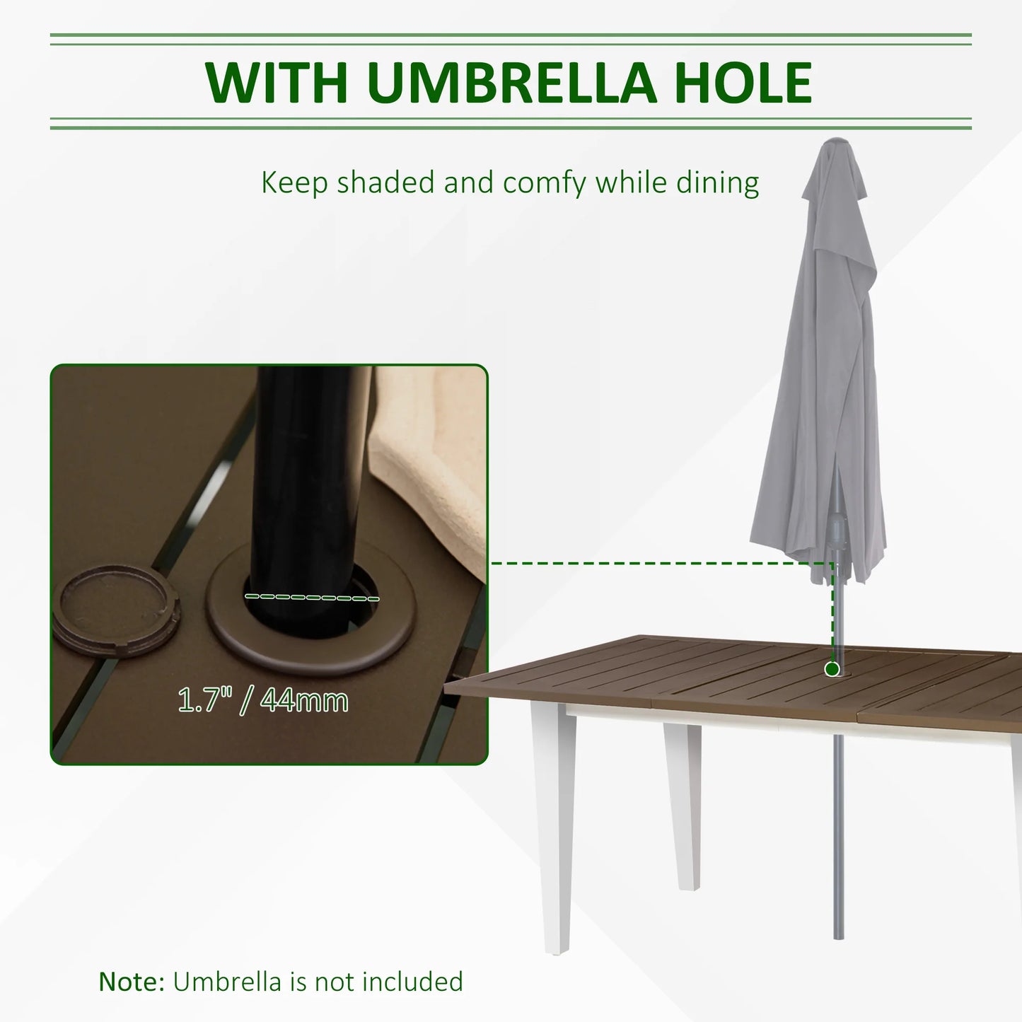 Outsunny 7 Piece Aluminum Outdoor Dining Set With Umbrella Hole