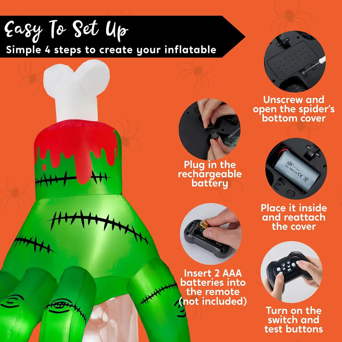 Joyfy Halloween Inflatable Zombie Hand With LED Lights And Music