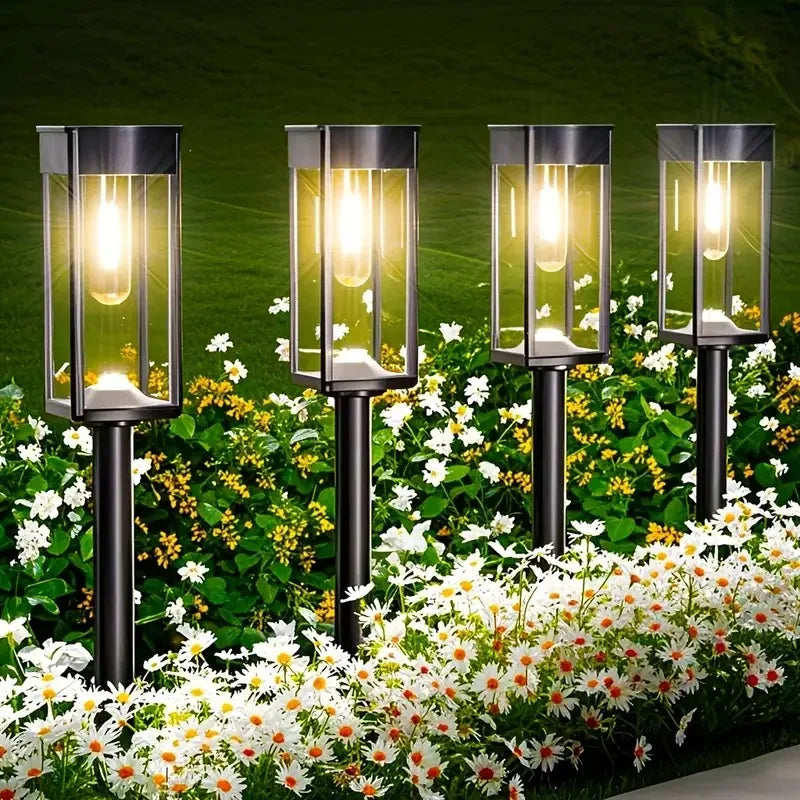 FAMCDC Solar Pathway Lights Outdoor Auto On Off Dusk LED