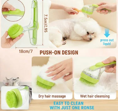 Pet Bath Brush With Shampoo Dispenser Silicone Massage Grooming Tool