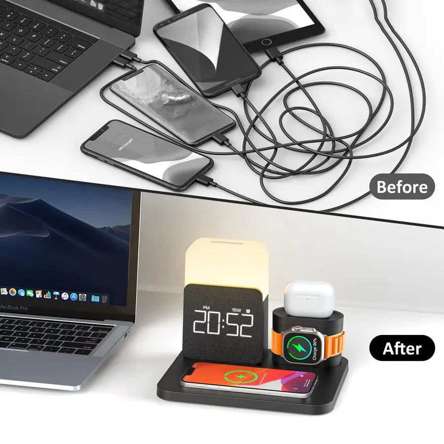 All In One iPhone Wireless Charging Station With Night Light