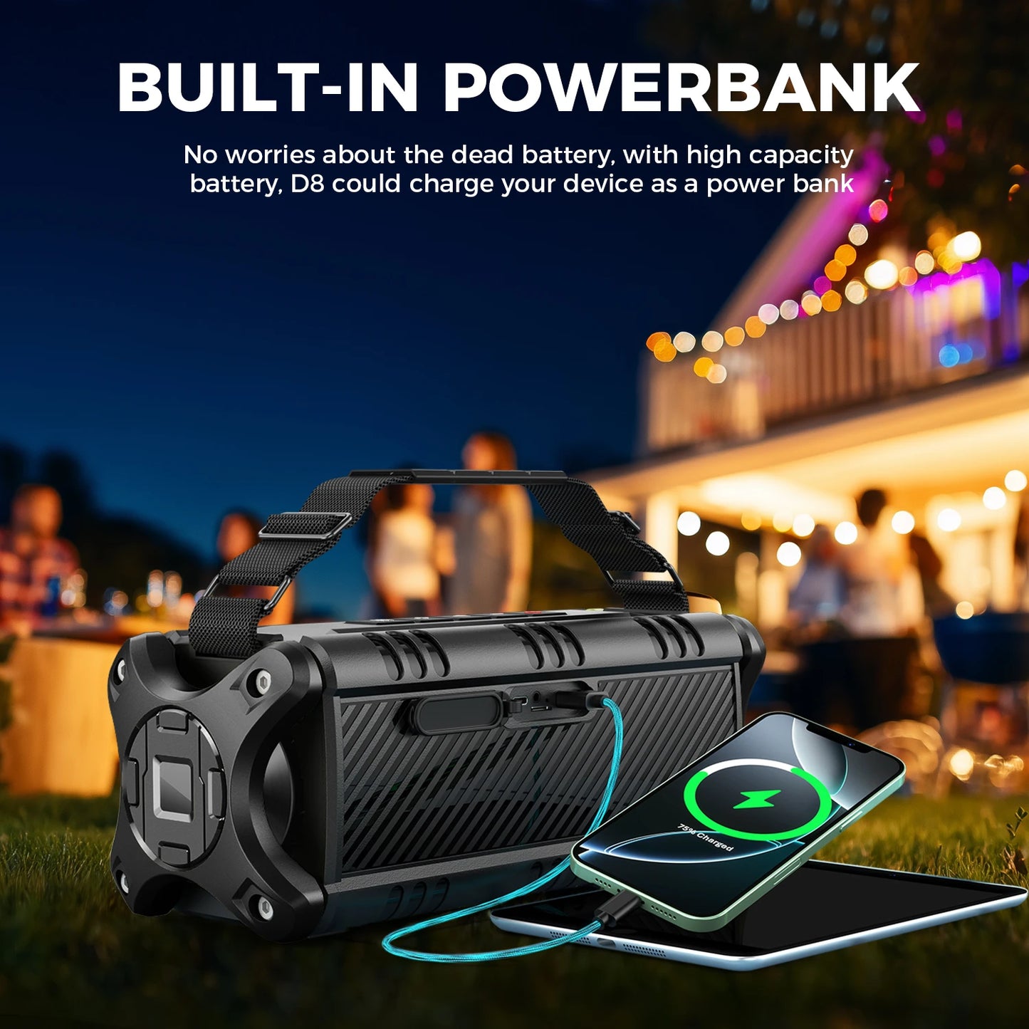 W-King D8 Bluetooth Speaker 50W RMS IPX6 Waterproof